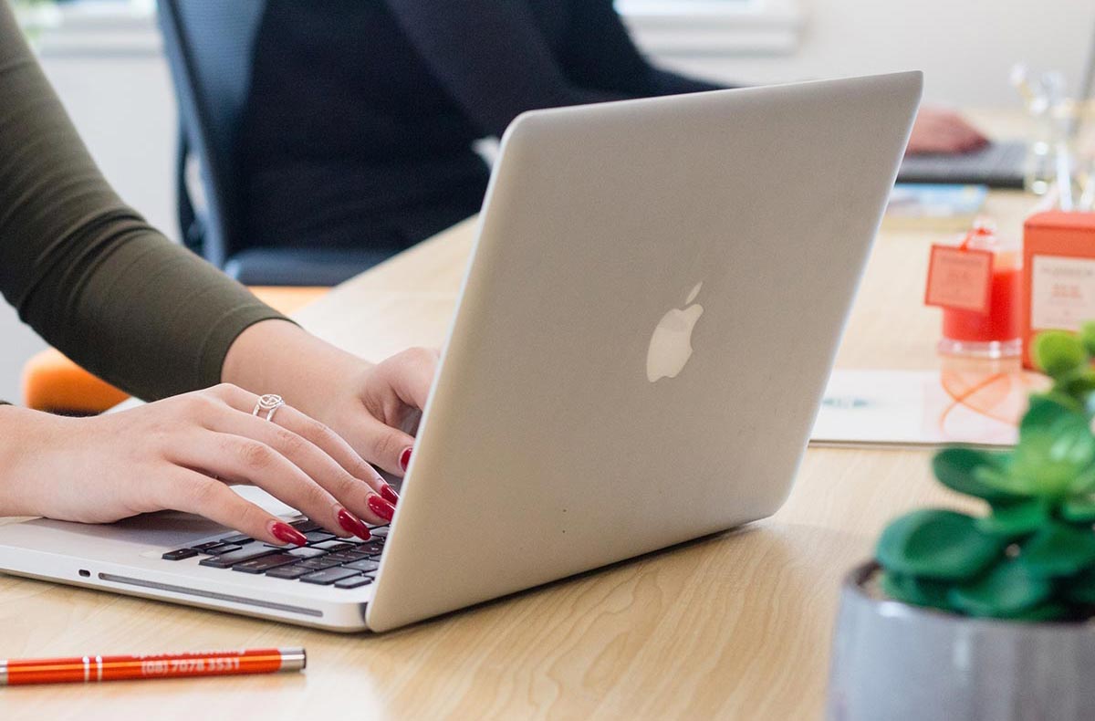 Virtual Office Space laptop typing