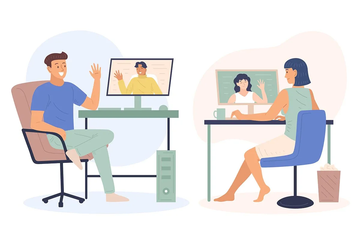 illustration remote and In person work environment
