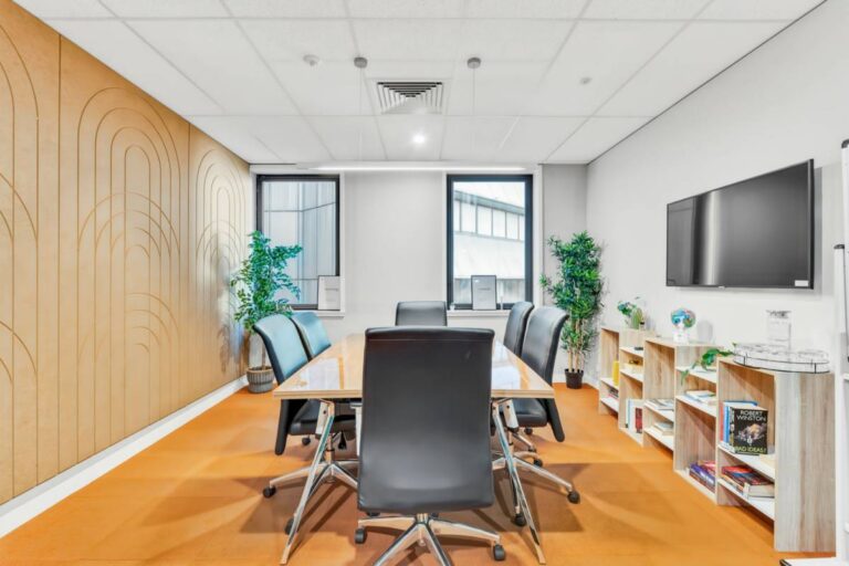6 Seat Boardroom Wood Walls Spot Coworking l