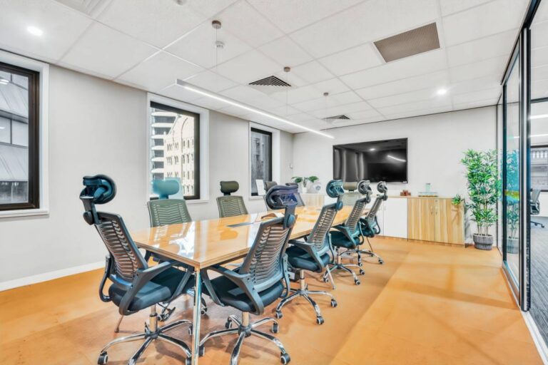 10 seat boardroom L3 angled view Spot Coworking l
